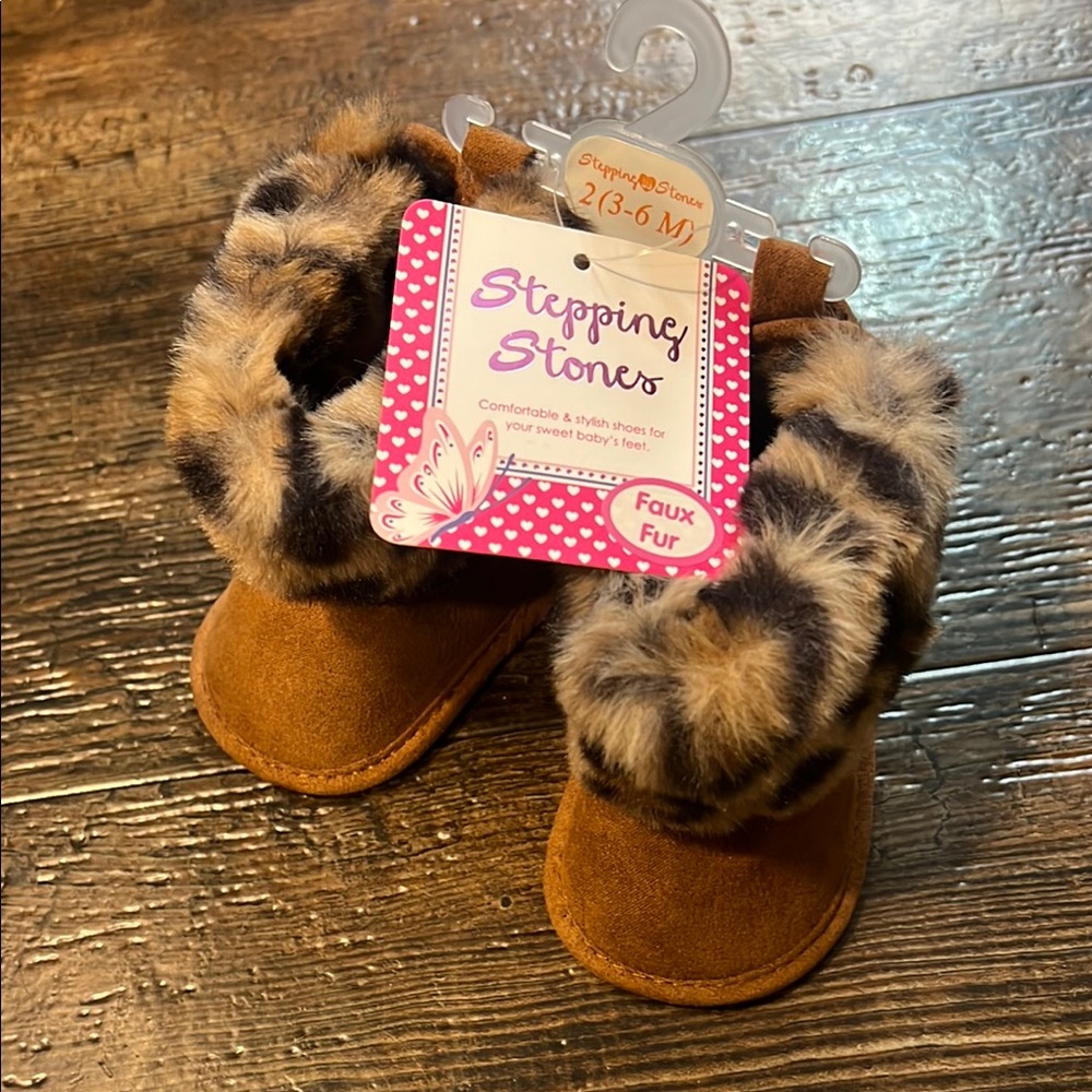 Brown Faux Fur Kids Boots